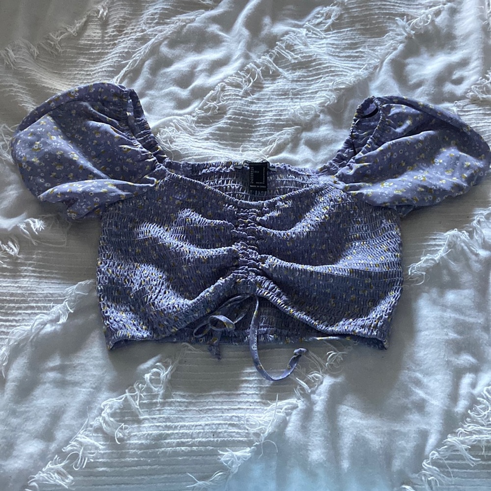 Purple Forever 21 tie up crop top